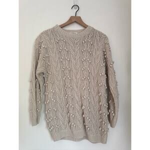 Ann Taylor Vintage Silk Blend Bobble Knit Sweater - Cream, S